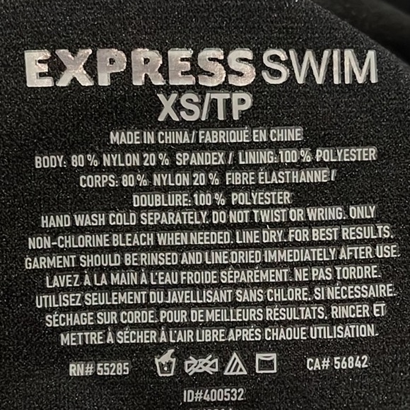 Express Bikini Top Swim Black Abstract Geometric Swimsuit XS New - Picture 5 of 5